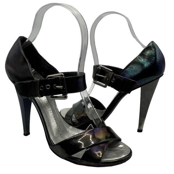 Giuseppe Zanotti Iridescent Stiletto Sandals Women’s Size 36.5 Peep Toe Strap - Picture 1 of 14